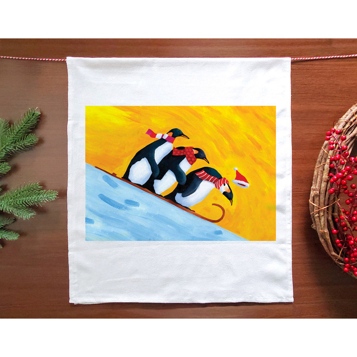 Sledding Penguin Towel