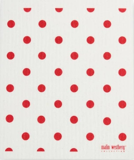 Geometric Red Dot Swedish Dishcloth