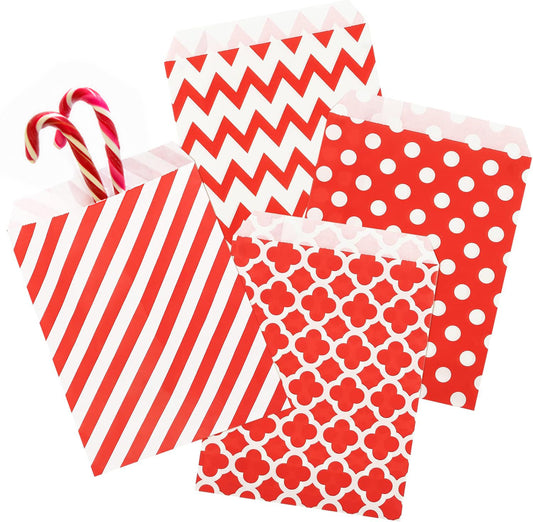 Red Patterned Mini Treat Bags, 12 Pack