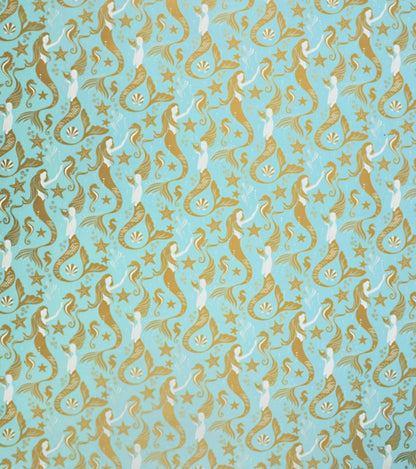 Gold Mermaids & Seahorses Wrapping Paper, 2 Rolls