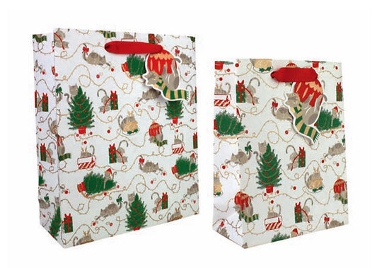 Cat Christmas Medium and Large Holiday Gift Bags