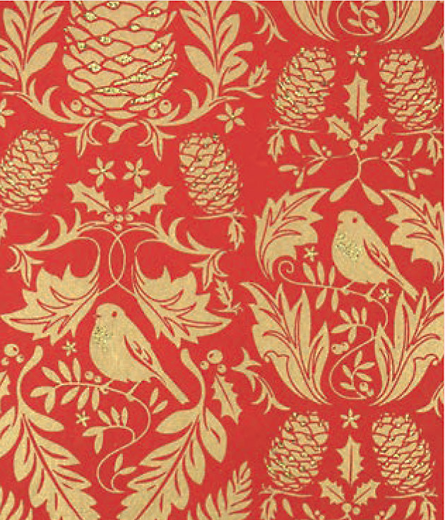 Ruskin Red Luxury Gift Wrap, 2 Rolls/4 Sheets