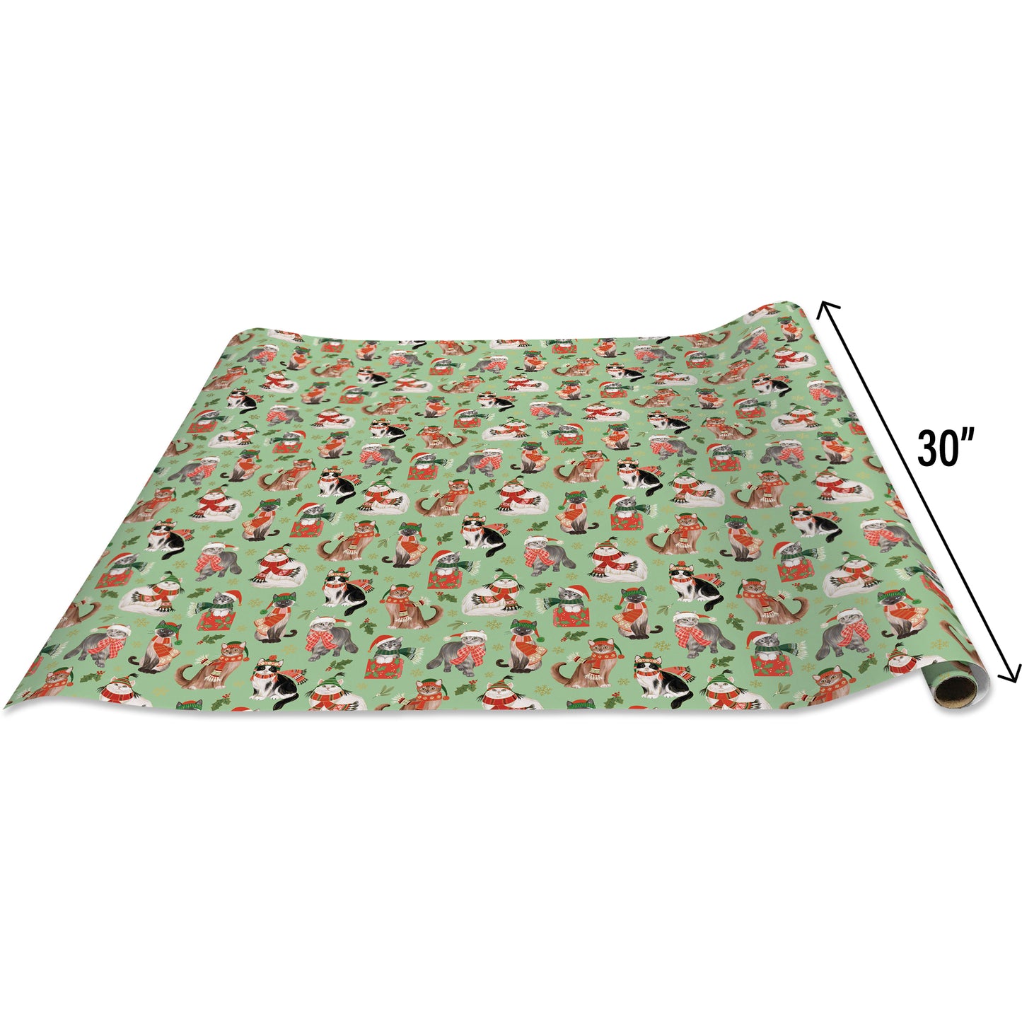 Cats in Winter Hats Holiday Gift Wrap, 2 Rolls
