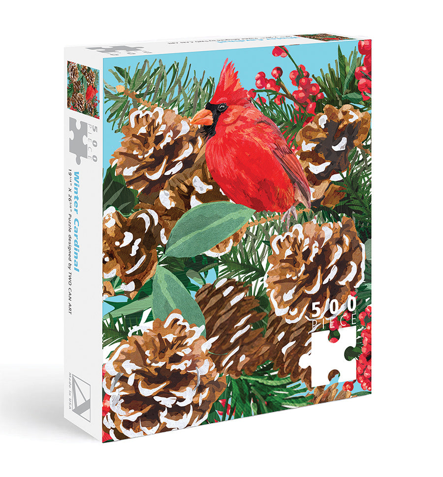 Pinecone Cardinal (Winter Cardinal) 500 Piece Puzzle – Allport Editions
