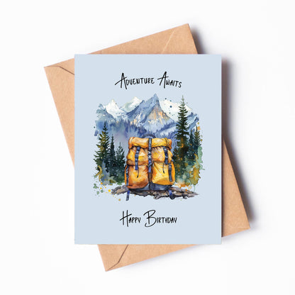 Adventure Awaits Backpack Birthday Card
