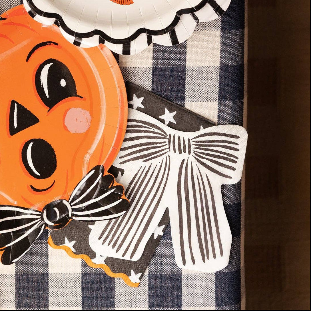 Black & Cream Bow Shaped Lunch Napkins