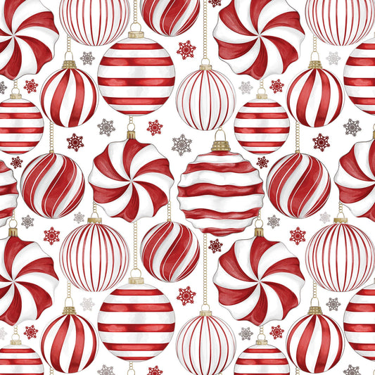 Red & White Ornaments Holiday Wrap, 2 Rolls