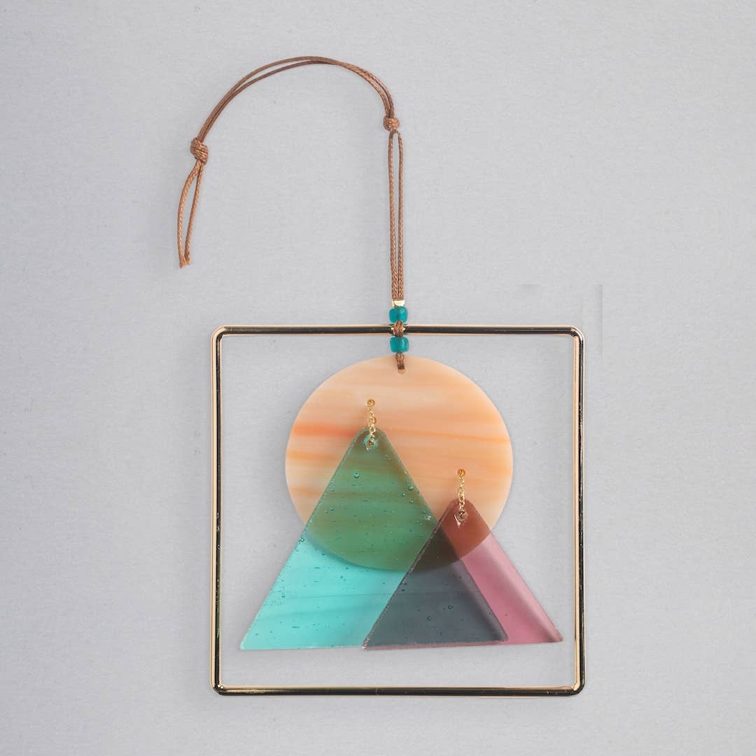 Sunset Mountains Stained Glass Light Catcher