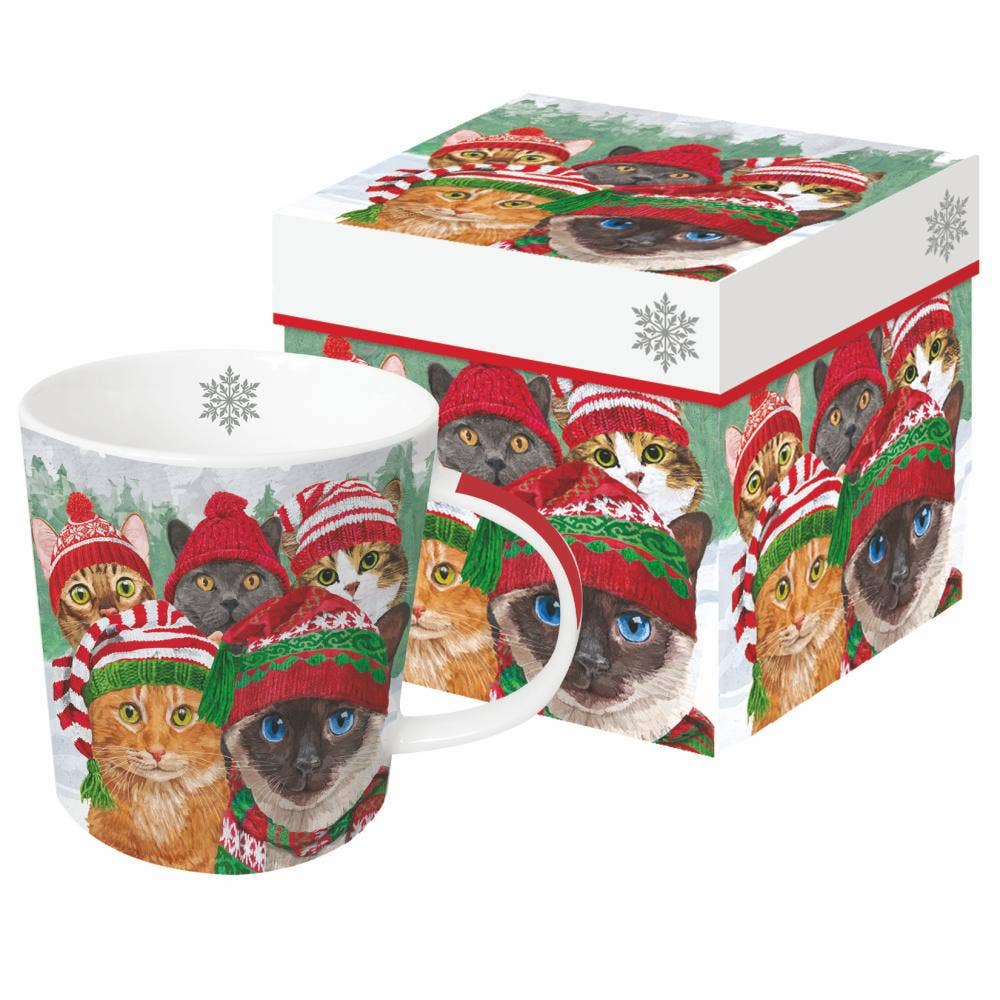 Cozy Kitties Holiday Ceramic Holiday Mug in Gift Box