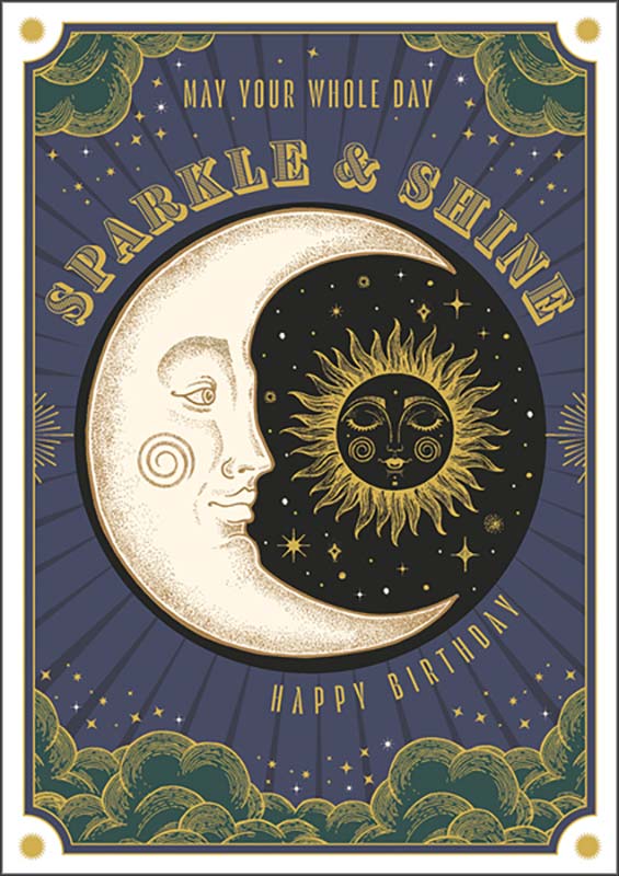 Sparkle & Shine Moon Birthday Card