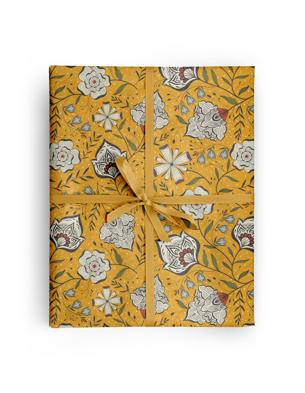 Ochre Garden Floral Wrapping Paper Rolls