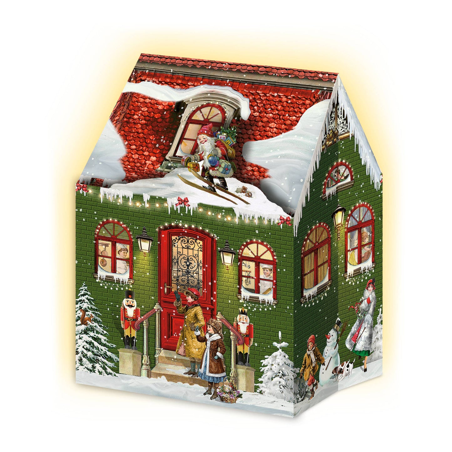 Mini Christmas House Lanterns Advent Calendar Card