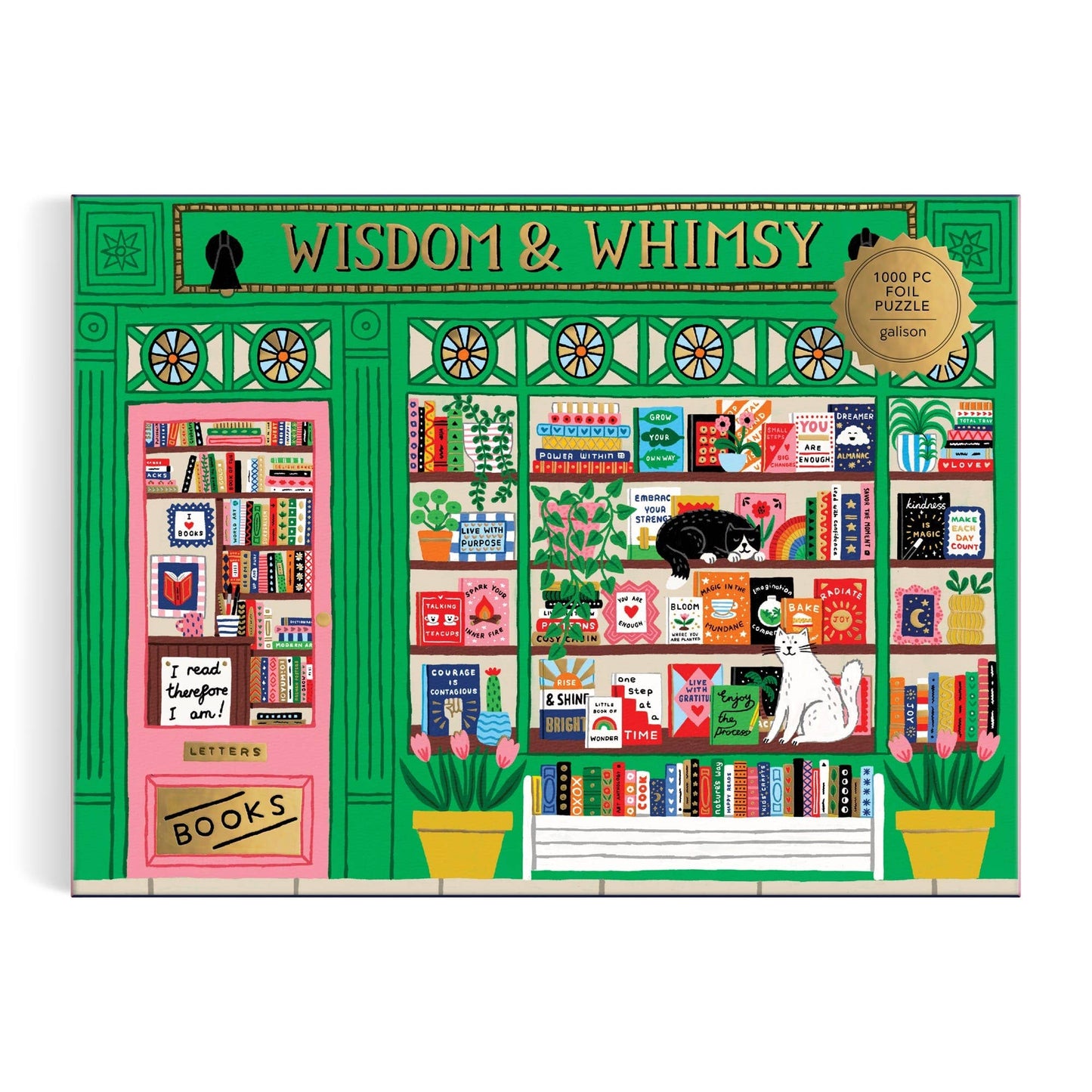 Wisdom & Whimsy Bookshop Foil Puzzle - 1000pc
