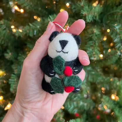 Panda Felted Ornament