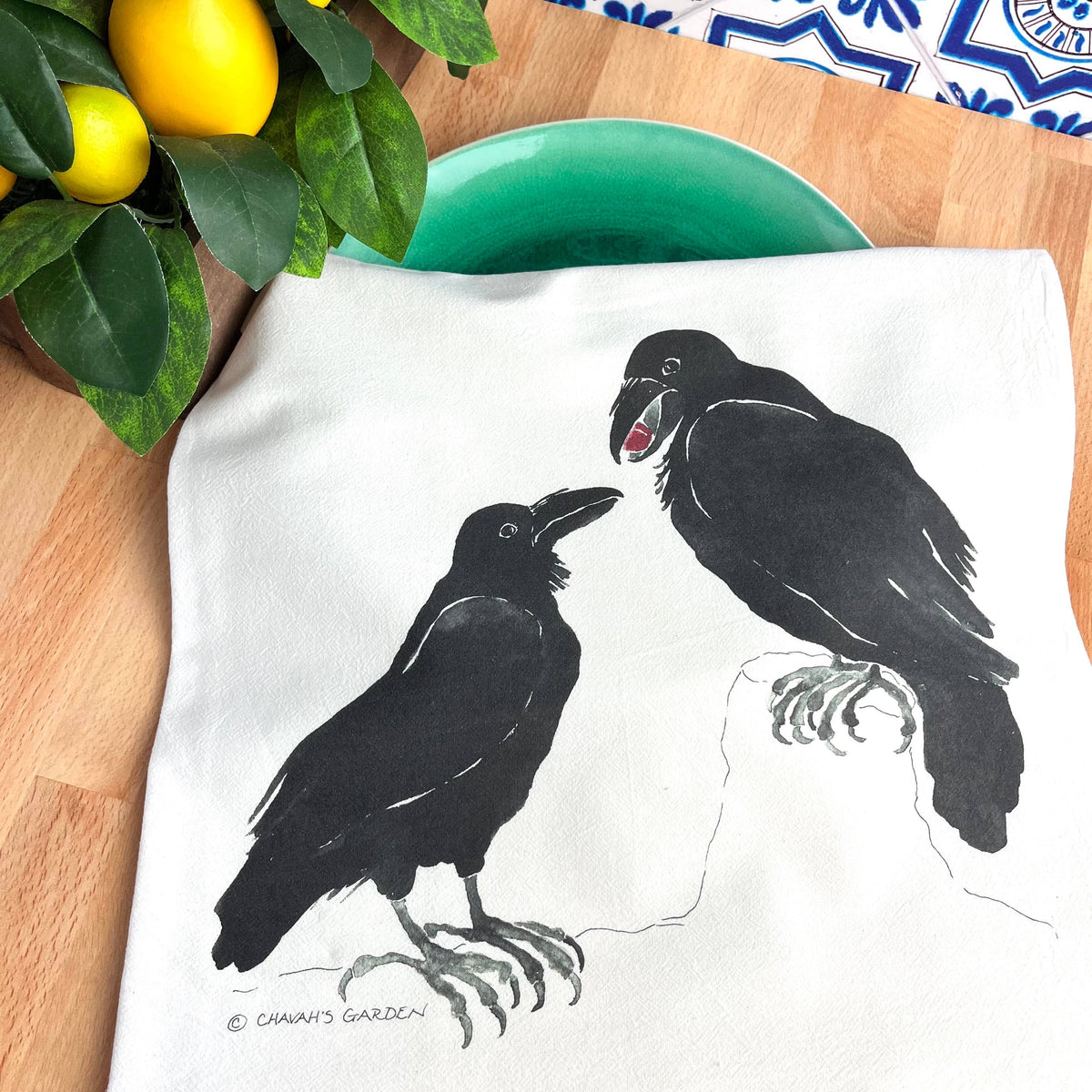 Black Ravens Tea Towel