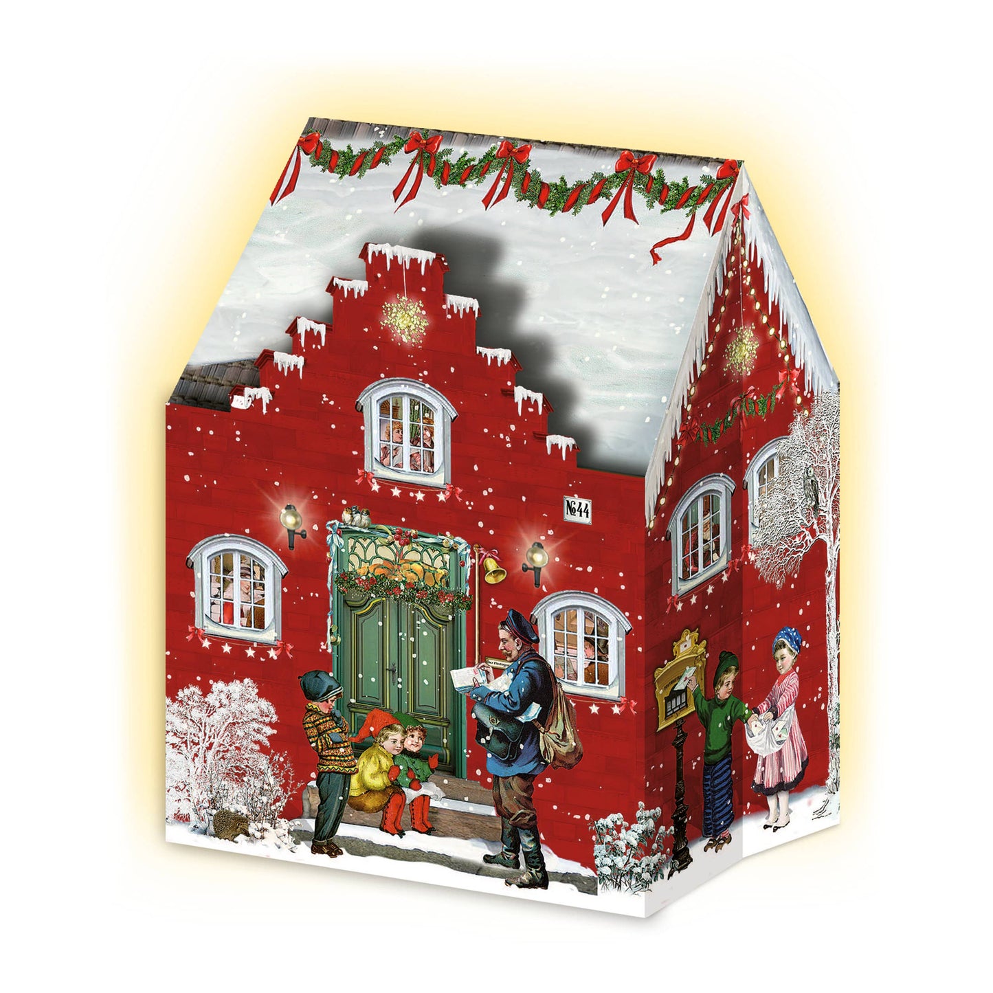 Mini Christmas House Lanterns Advent Calendar Card