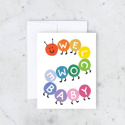 Rainbow Caterpillar New Baby Card
