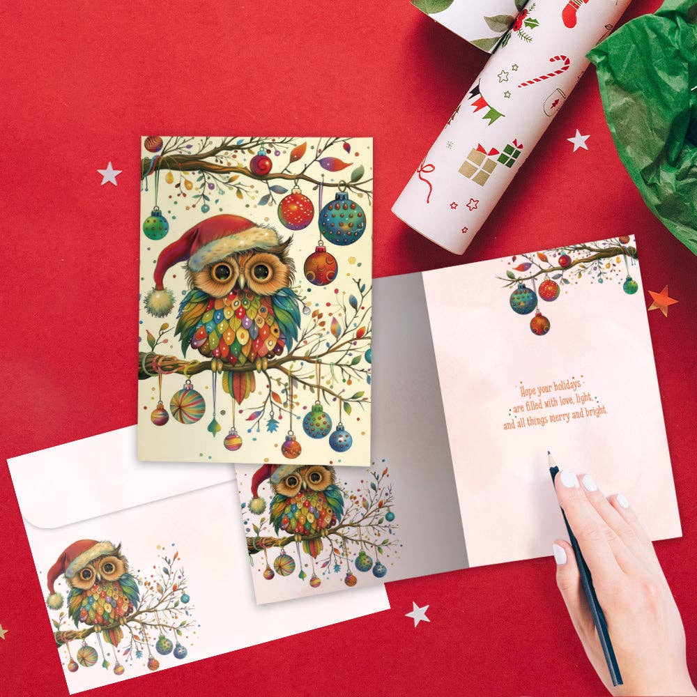 Owl Ornaments Boxed Holiday Cards