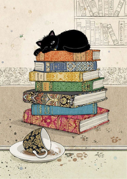 Books Kitty Blank Card