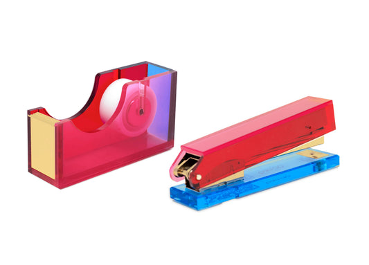 Colorblock Set: Stapler & Tape Dispenser Duo