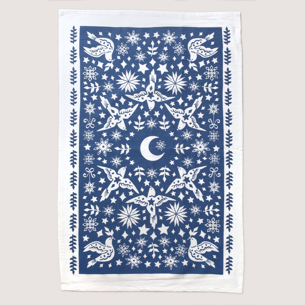 Winter Birds & Stars Tea Towel
