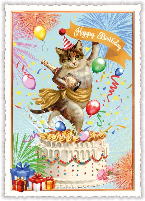 Surprise Cake Cat Birthday Card