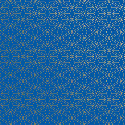 Gold Blue Geo Gift Wrap Paper, 2 Rolls
