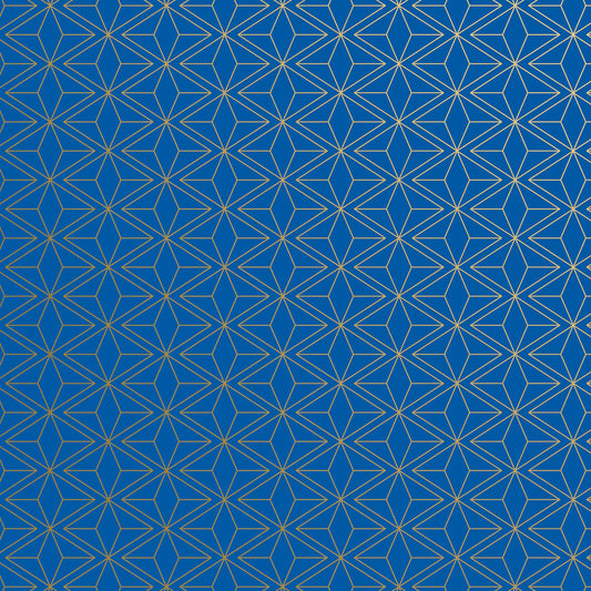 Gold Blue Geo Gift Wrap Paper, 2 Rolls