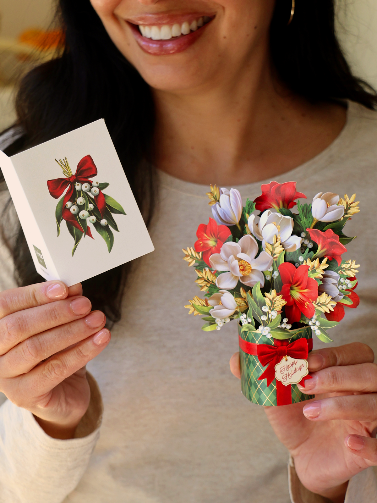 Golden Mistletoe Holiday Pop-Up Card