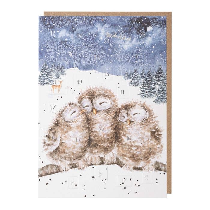 Three Wise Owls Advent Calendar Card
