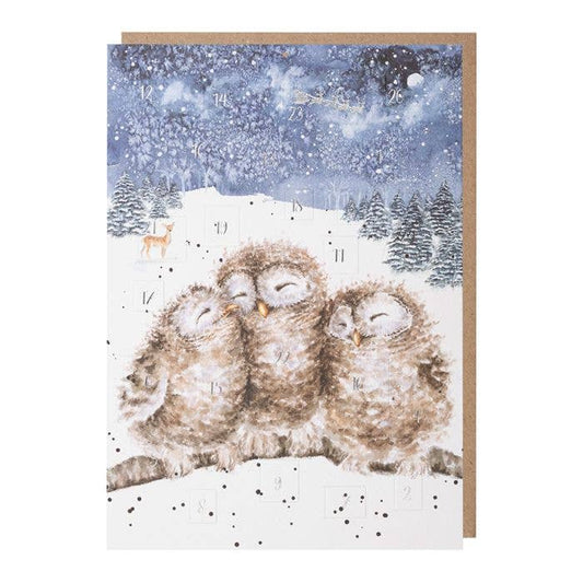 Three Wise Owls Large Advent Calendar Card