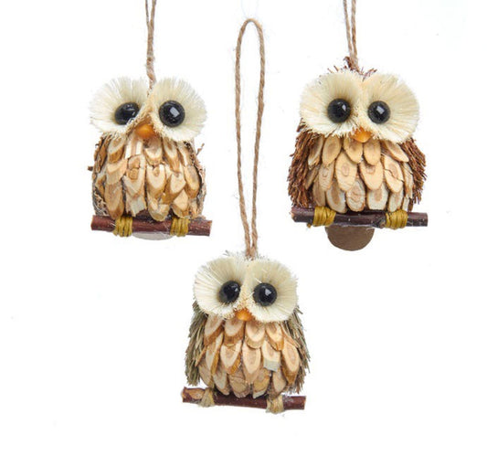 Owl Wooden Ornament, Set of 3