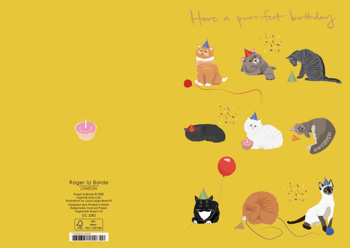 Nine Cats Birthday Card