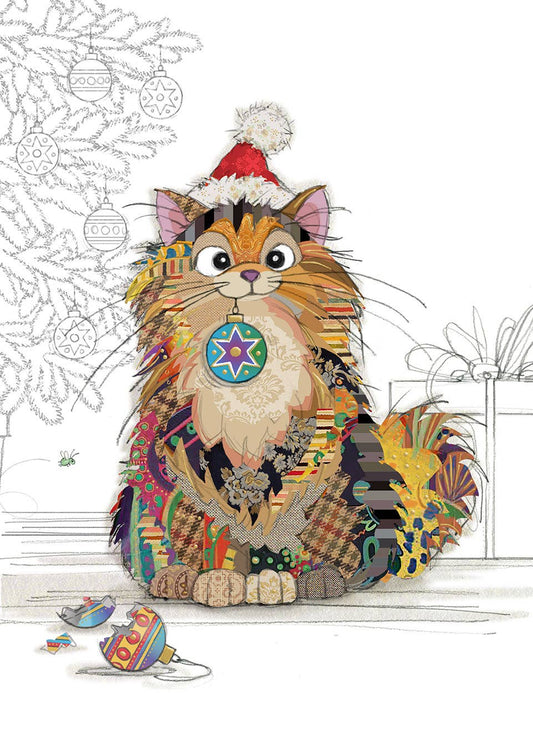 Cat with Festive Baubles Holiday Card