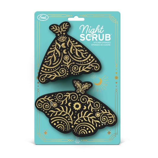 Night Scrub Metallic Moths Kitchen Sponges, Set of 2