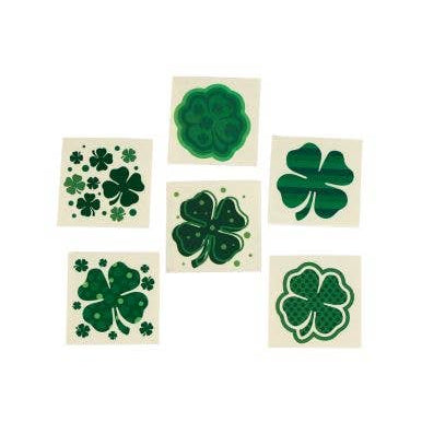 Shamrock Patterned Temporary Tattoos, Pack of 36
