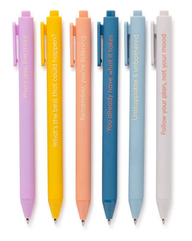 Worry Less, Live More Quotable Gel Pens, Set of 6