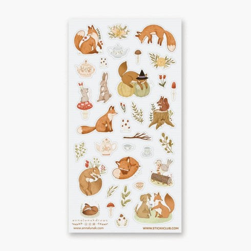 Fall Forest Foxes Stickers, 2 Packs