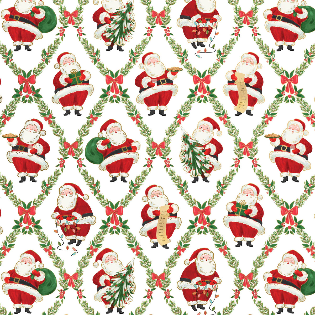 Classic Santa Gift Wrap Paper, 2 Rolls