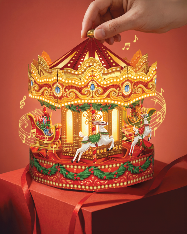 Christmas Carousel Holiday Pop-Up Card