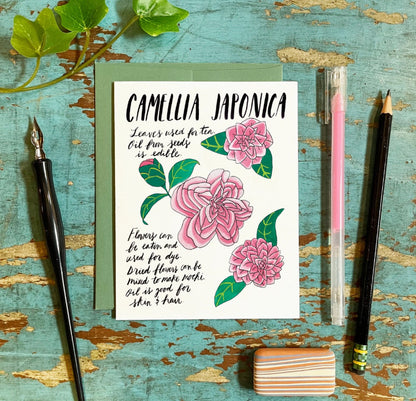 Camellia Japonica Blank Card