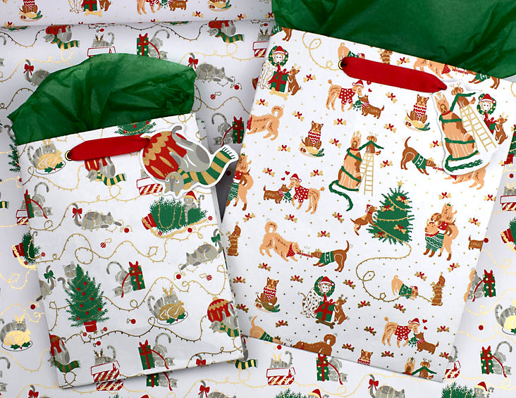 Cat Christmas Bags, Set of 2 Sizes