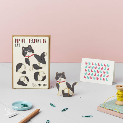 Black & White Cat Blank Pop Out Card