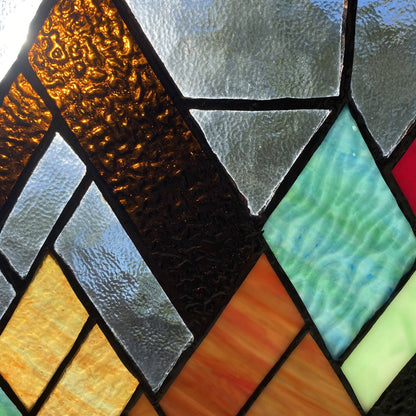 Handcrafted Beyond the Mountain Tops Glass Window Panel