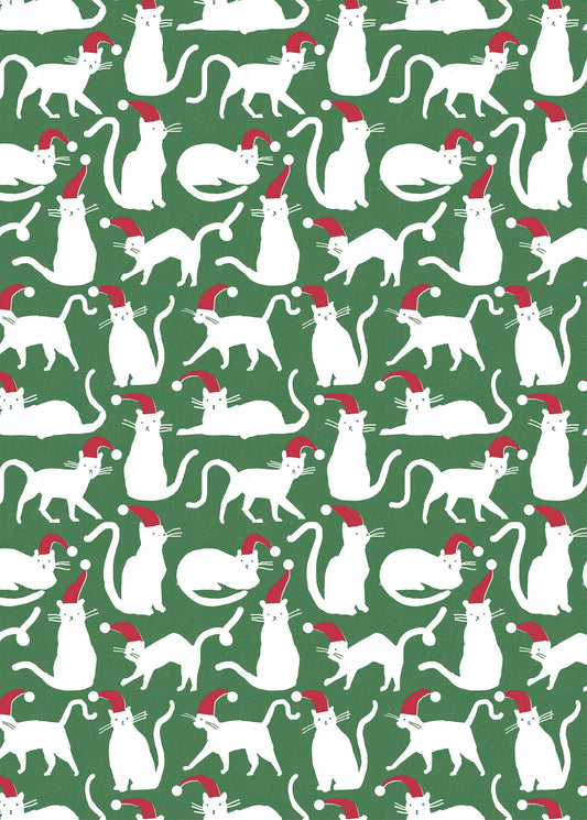 Cats in Santa Hats Holiday Gift Wrap, 2 Rolls