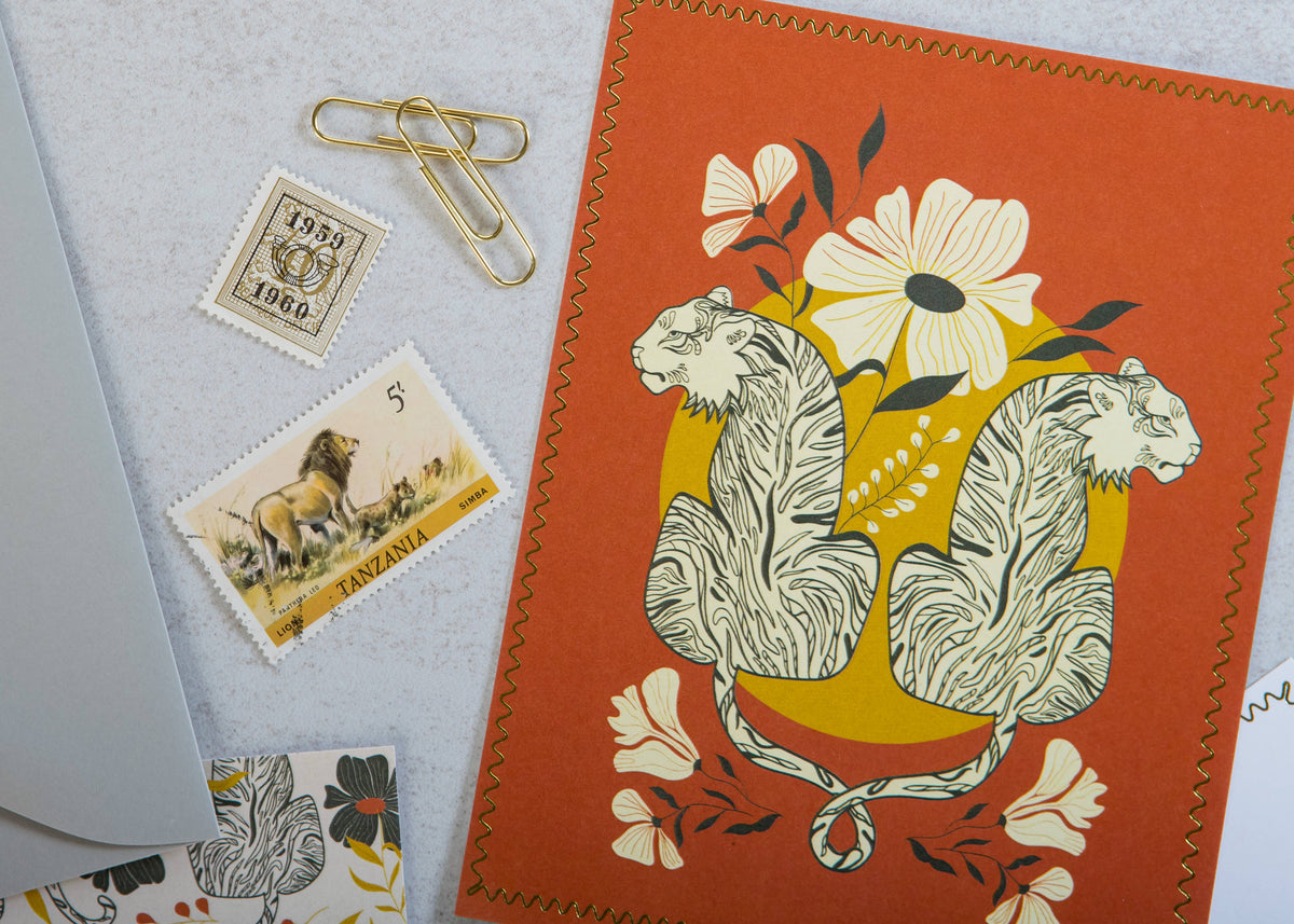 Jungle Tiger Floral Luxury Stationery Set
