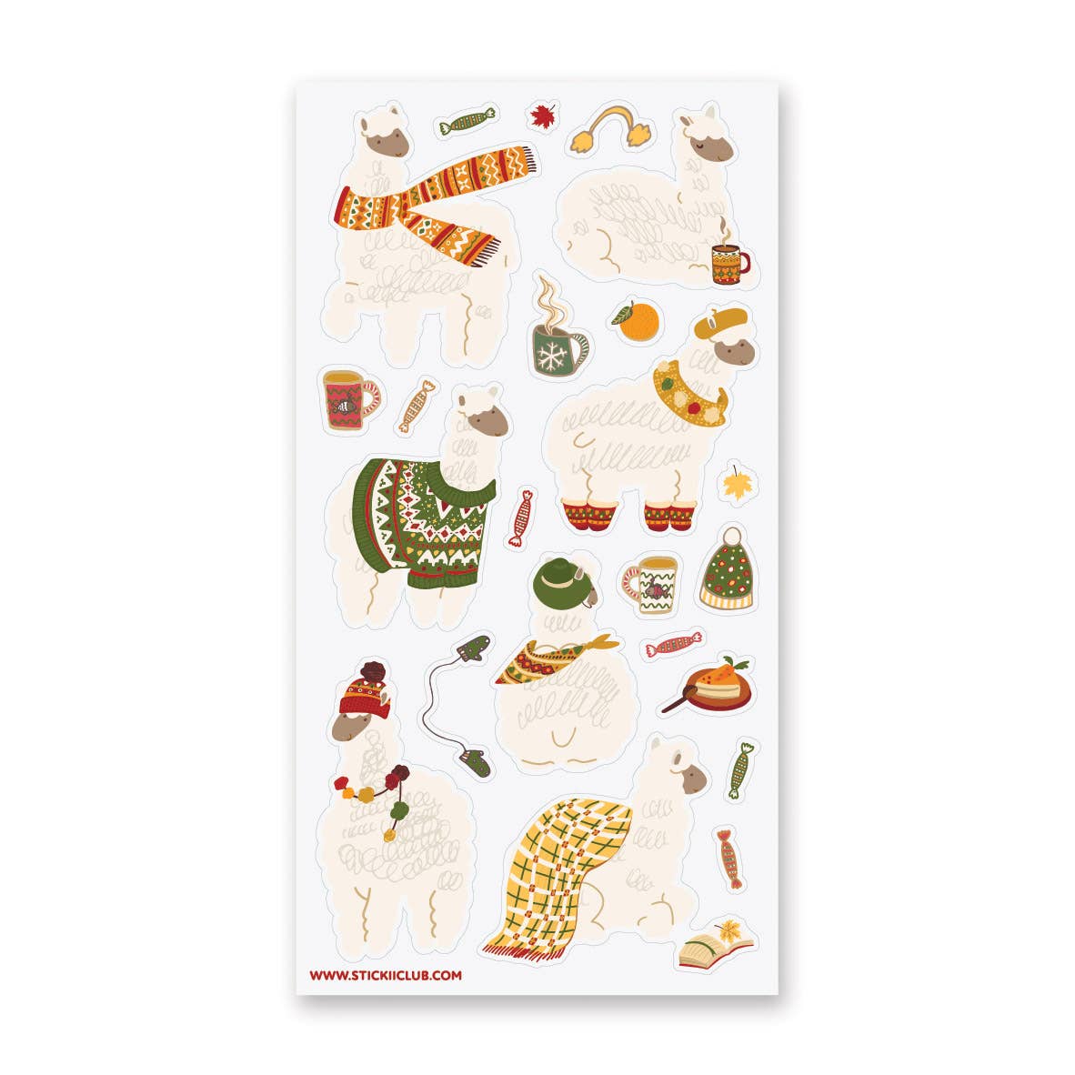 Lovely Winter Llamas Sticker Sheet