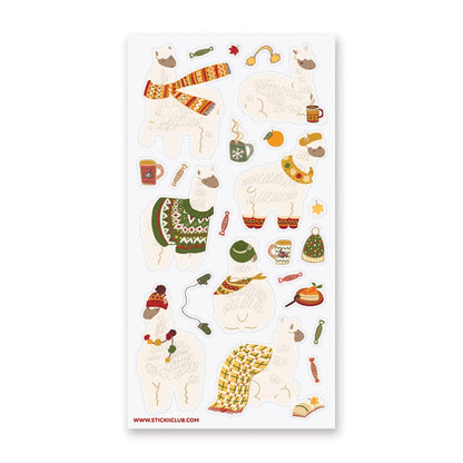 Lovely Winter Llamas Sticker Sheet
