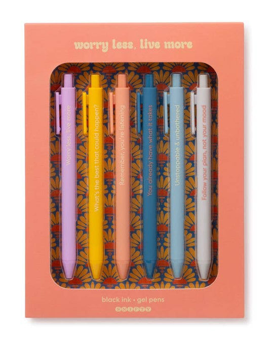 Worry Less, Live More Quotable Gel Pens, Set of 6
