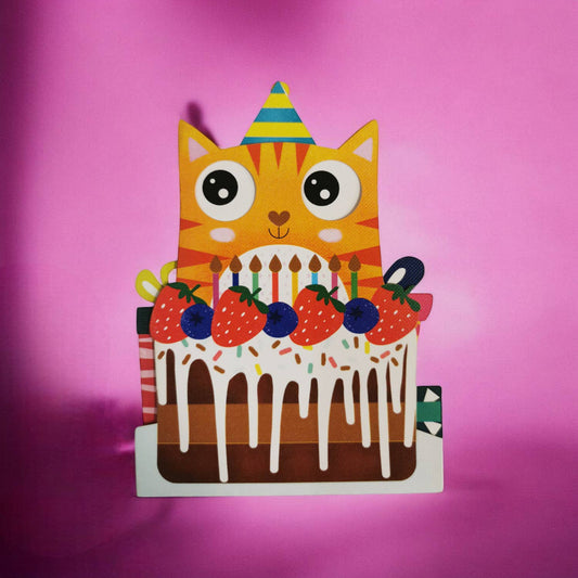 Children's Wobbly Cat Birthday Card